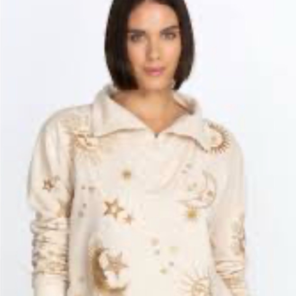Johnny Was Cream and Gold Sweater